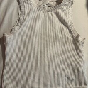 Hollister White Ribbed Tank Top Classic Style